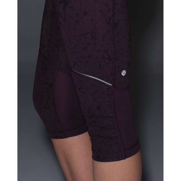 Lululemon Stash It Crop Leggings Womens 8 Burgundy Star Crushed Black Cherry - Picture 9 of 16